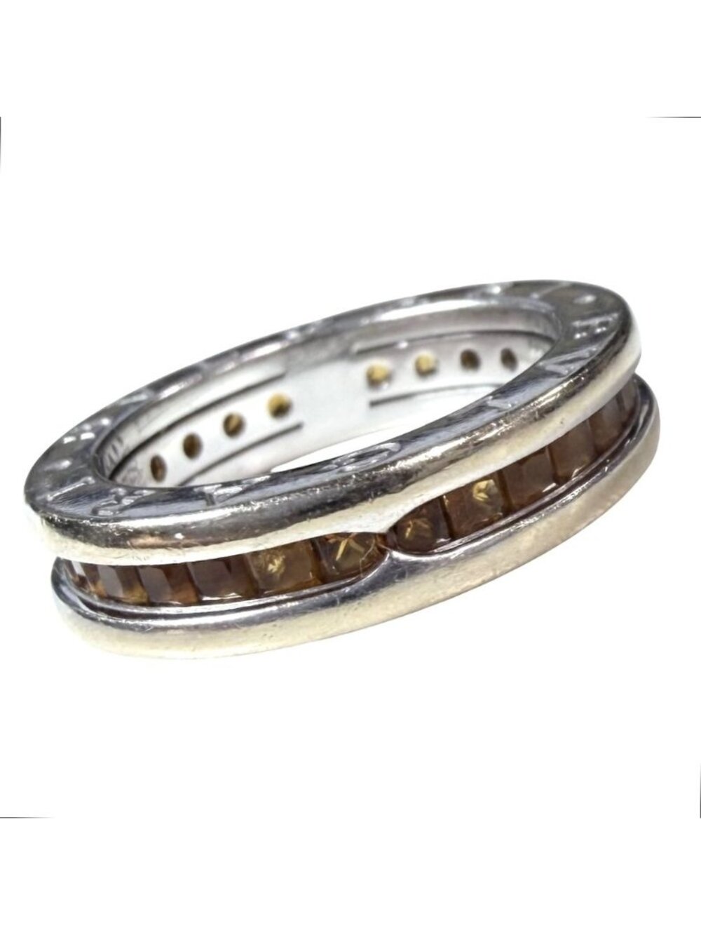 Bvlgari Ring B.zero1 50 WG 18k White Gold Citrine Orange Silver